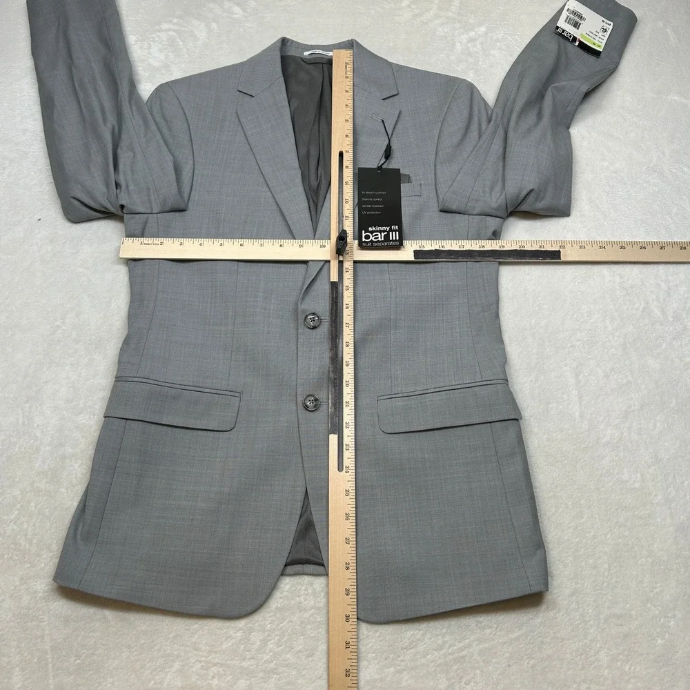 Bar III Light Gray Suit Jacket Mens 38R 38 Skinny Bi-Stretch Comfort‎ $425 NEW